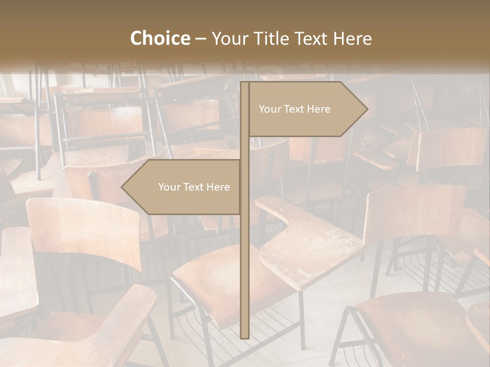 A Classroom Filled With Lots Of Wooden Chairs PowerPoint Template