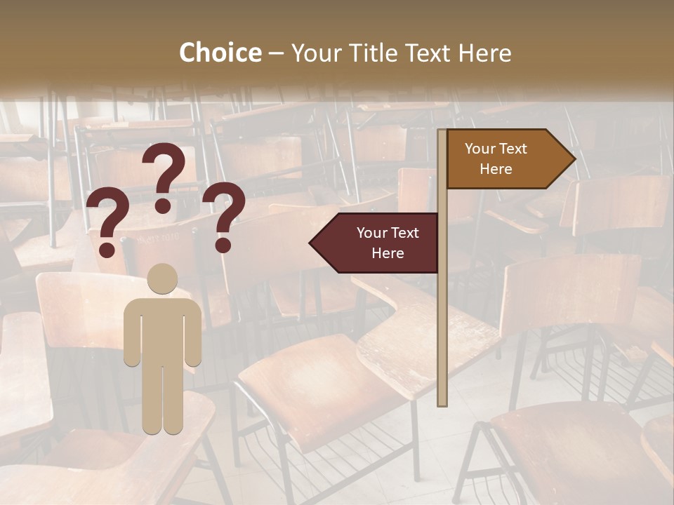 A Classroom Filled With Lots Of Wooden Chairs PowerPoint Template