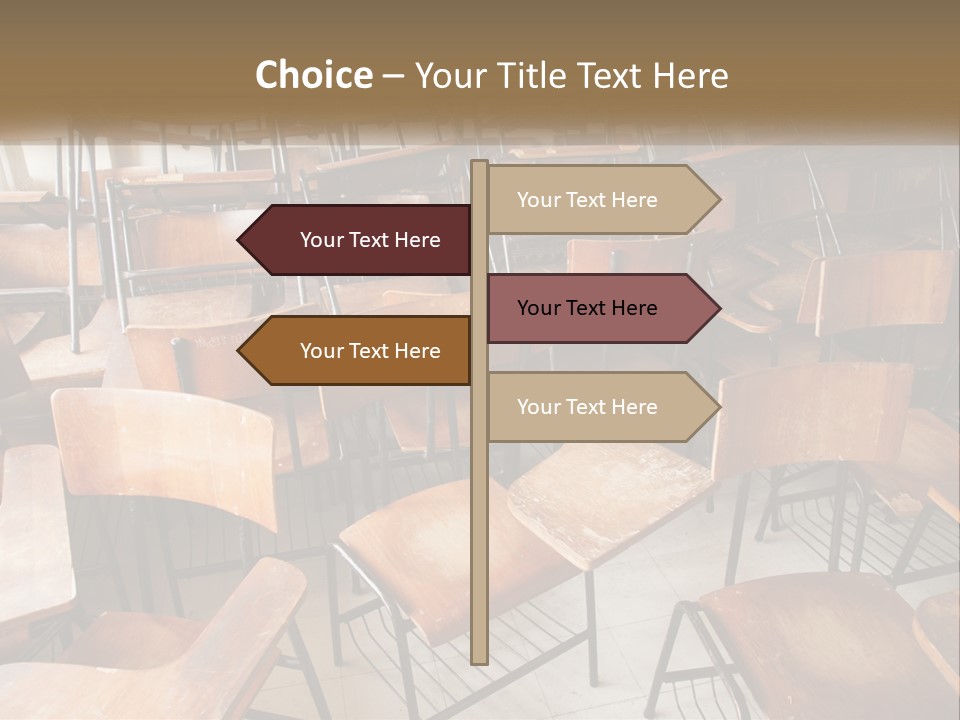 A Classroom Filled With Lots Of Wooden Chairs PowerPoint Template