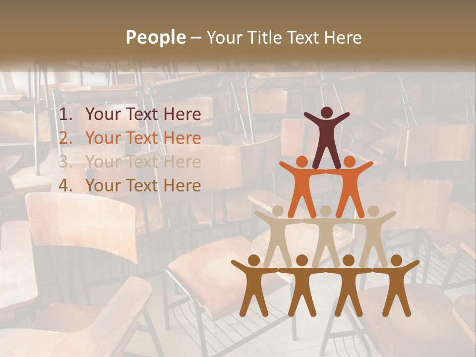 A Classroom Filled With Lots Of Wooden Chairs PowerPoint Template