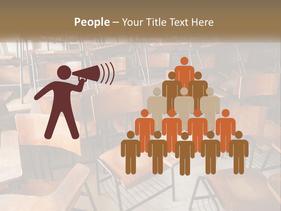 A Classroom Filled With Lots Of Wooden Chairs PowerPoint Template