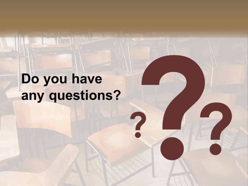 A Classroom Filled With Lots Of Wooden Chairs PowerPoint Template