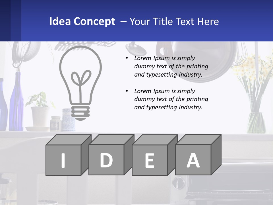A Stove Top Oven Sitting Next To A Wall With Pots And Pans On It PowerPoint Template