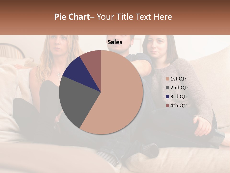 A Man And Woman Sitting On A Couch Pointing At Something PowerPoint Template