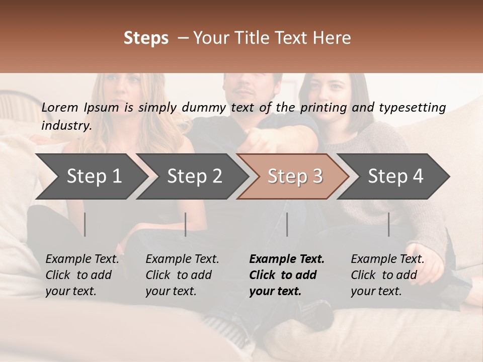 A Man And Woman Sitting On A Couch Pointing At Something PowerPoint Template