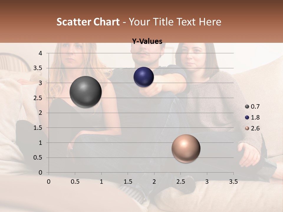 A Man And Woman Sitting On A Couch Pointing At Something PowerPoint Template