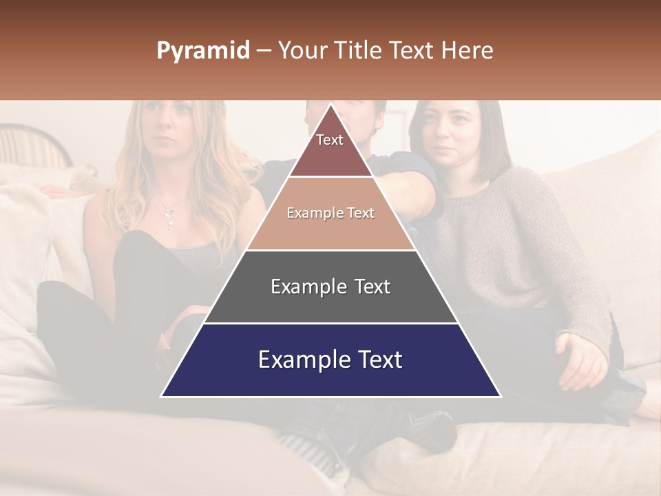 A Man And Woman Sitting On A Couch Pointing At Something PowerPoint Template
