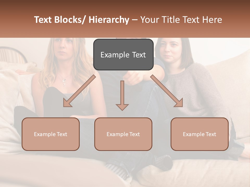A Man And Woman Sitting On A Couch Pointing At Something PowerPoint Template