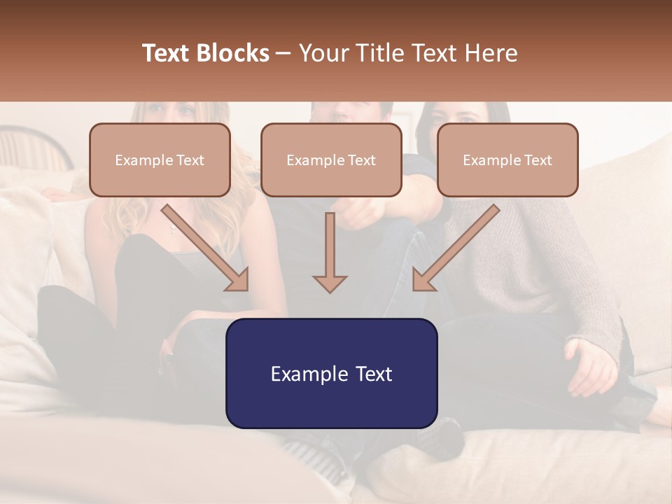 A Man And Woman Sitting On A Couch Pointing At Something PowerPoint Template