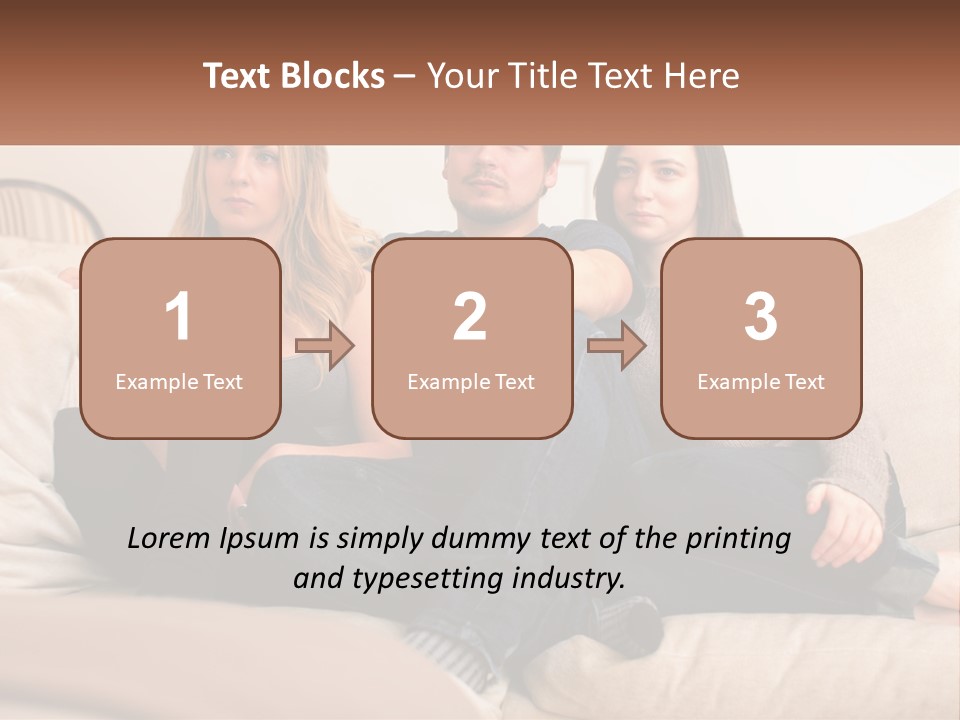 A Man And Woman Sitting On A Couch Pointing At Something PowerPoint Template