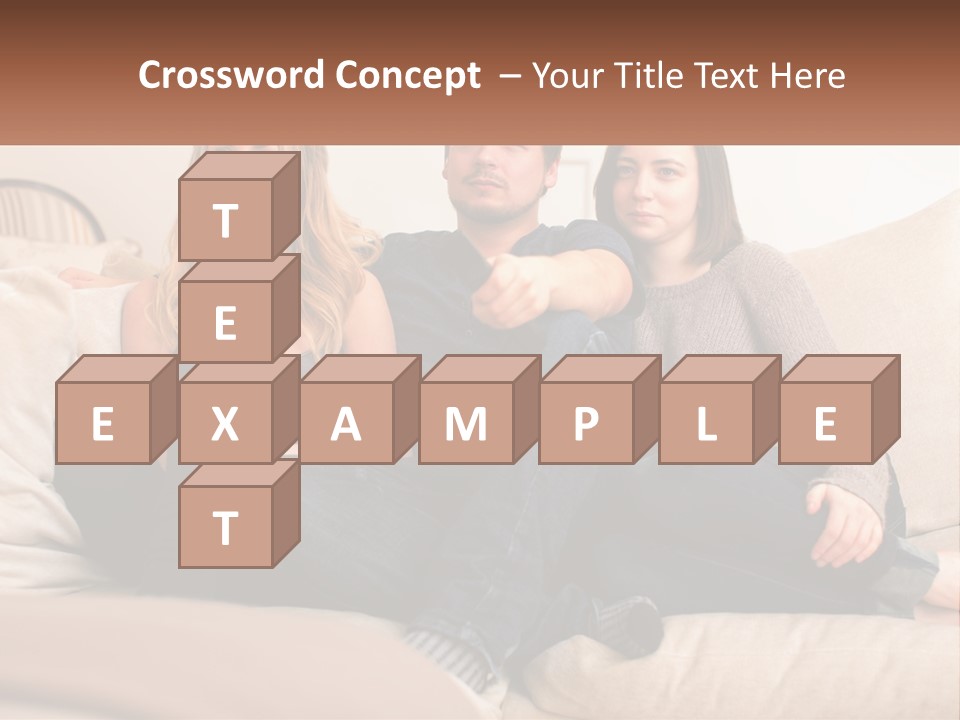 A Man And Woman Sitting On A Couch Pointing At Something PowerPoint Template