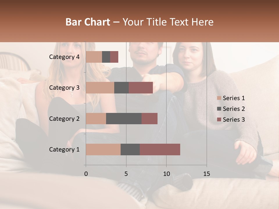 A Man And Woman Sitting On A Couch Pointing At Something PowerPoint Template