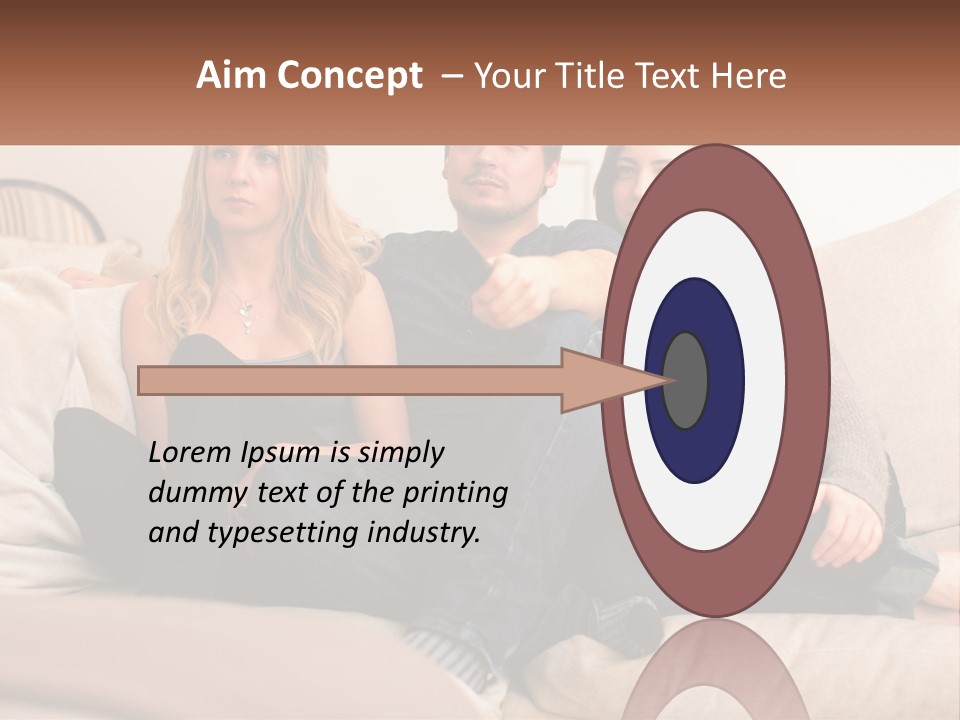 A Man And Woman Sitting On A Couch Pointing At Something PowerPoint Template