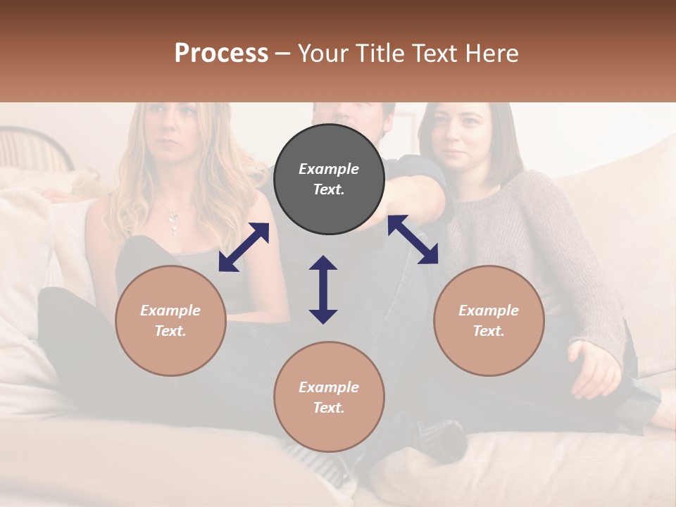 A Man And Woman Sitting On A Couch Pointing At Something PowerPoint Template