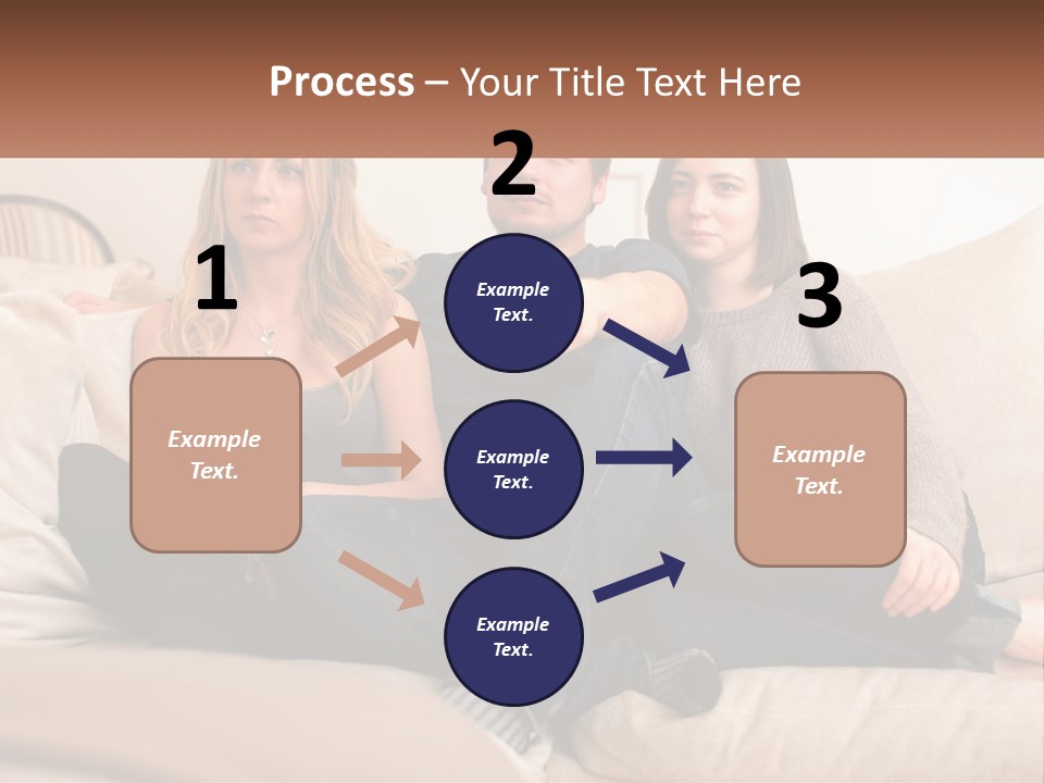 A Man And Woman Sitting On A Couch Pointing At Something PowerPoint Template