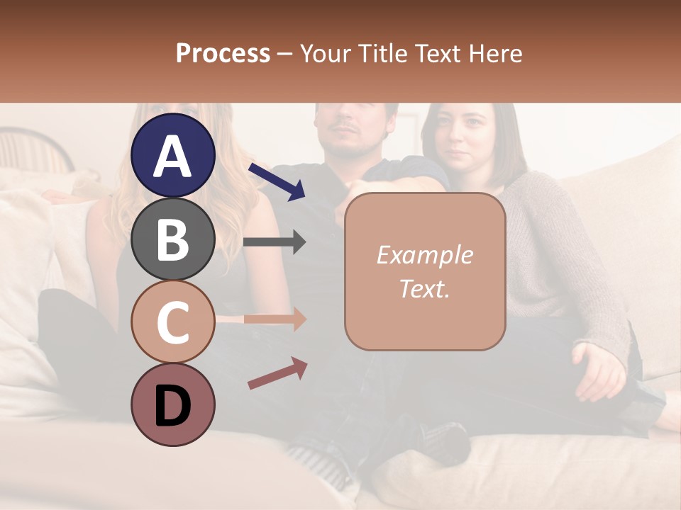 A Man And Woman Sitting On A Couch Pointing At Something PowerPoint Template