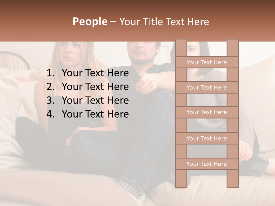 A Man And Woman Sitting On A Couch Pointing At Something PowerPoint Template