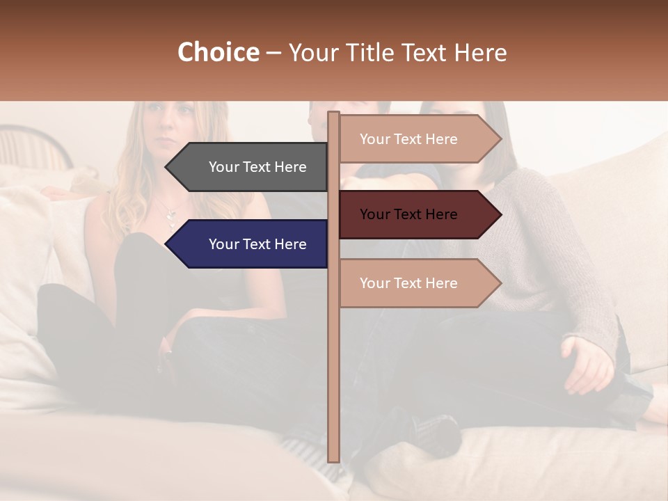 A Man And Woman Sitting On A Couch Pointing At Something PowerPoint Template