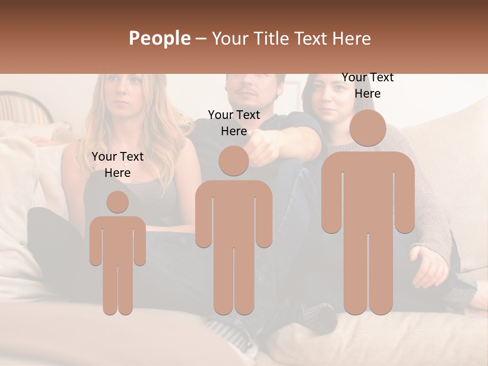 A Man And Woman Sitting On A Couch Pointing At Something PowerPoint Template