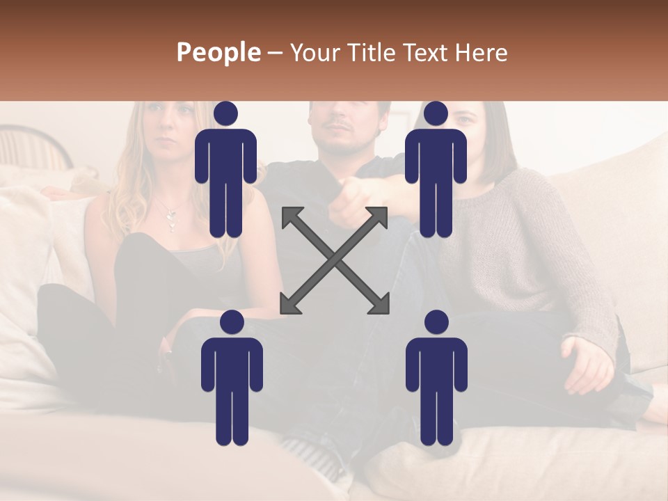 A Man And Woman Sitting On A Couch Pointing At Something PowerPoint Template