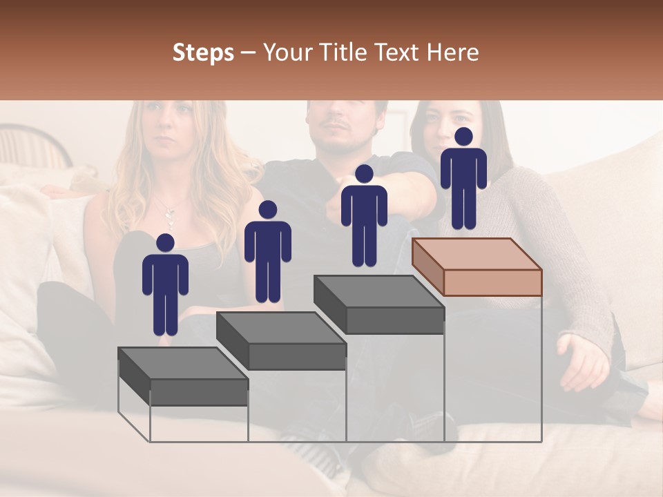 A Man And Woman Sitting On A Couch Pointing At Something PowerPoint Template