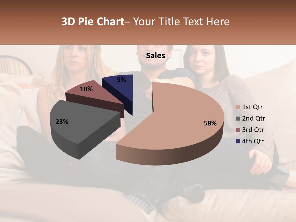 A Man And Woman Sitting On A Couch Pointing At Something PowerPoint Template