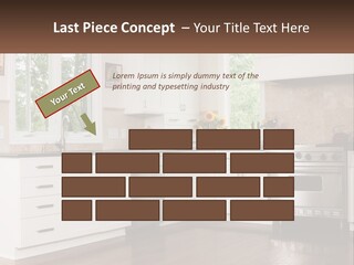 A Kitchen With White Cabinets And A Stainless Steel Stove PowerPoint Template