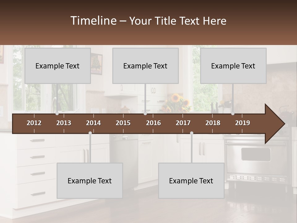 A Kitchen With White Cabinets And A Stainless Steel Stove PowerPoint Template