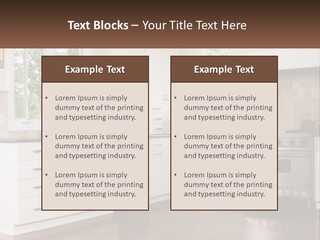 A Kitchen With White Cabinets And A Stainless Steel Stove PowerPoint Template