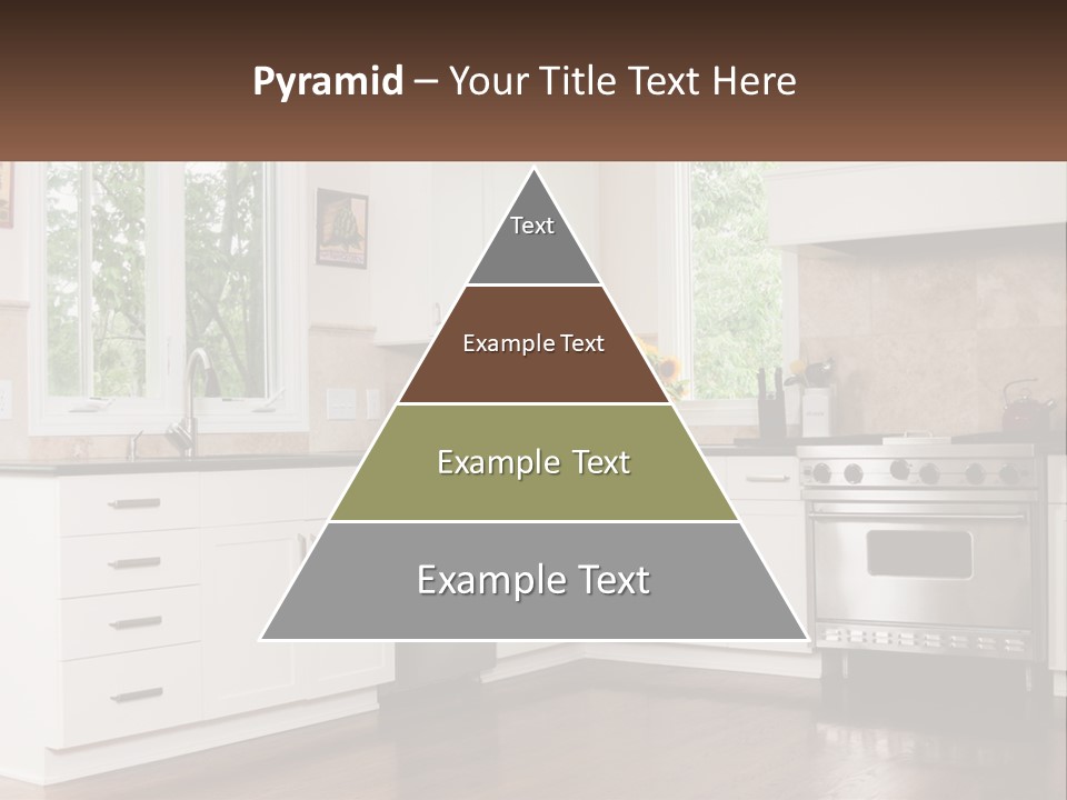A Kitchen With White Cabinets And A Stainless Steel Stove PowerPoint Template