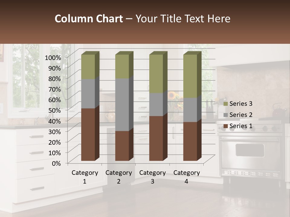 A Kitchen With White Cabinets And A Stainless Steel Stove PowerPoint Template