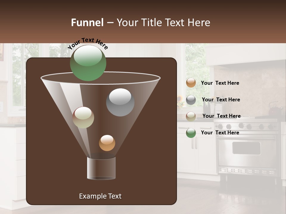 A Kitchen With White Cabinets And A Stainless Steel Stove PowerPoint Template