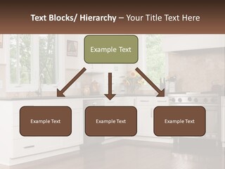 A Kitchen With White Cabinets And A Stainless Steel Stove PowerPoint Template