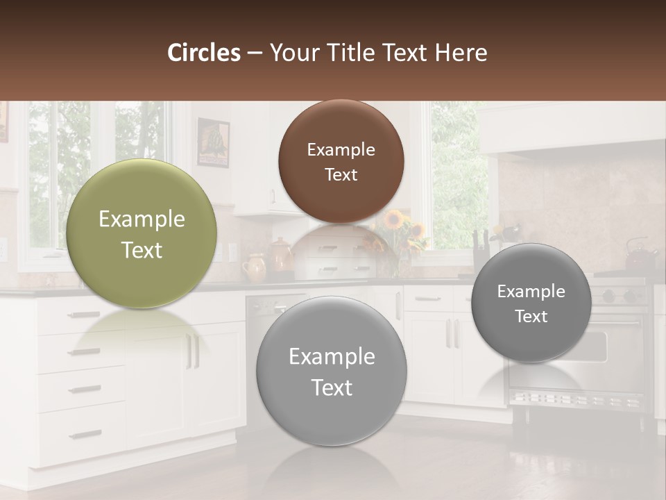 A Kitchen With White Cabinets And A Stainless Steel Stove PowerPoint Template