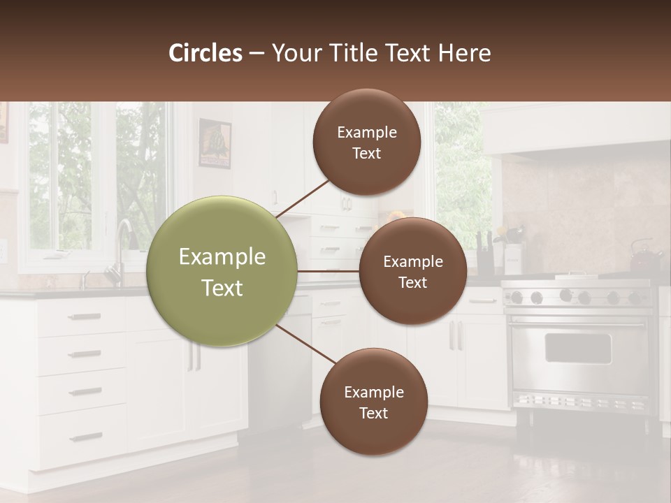 A Kitchen With White Cabinets And A Stainless Steel Stove PowerPoint Template