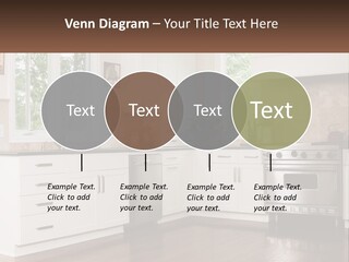 A Kitchen With White Cabinets And A Stainless Steel Stove PowerPoint Template