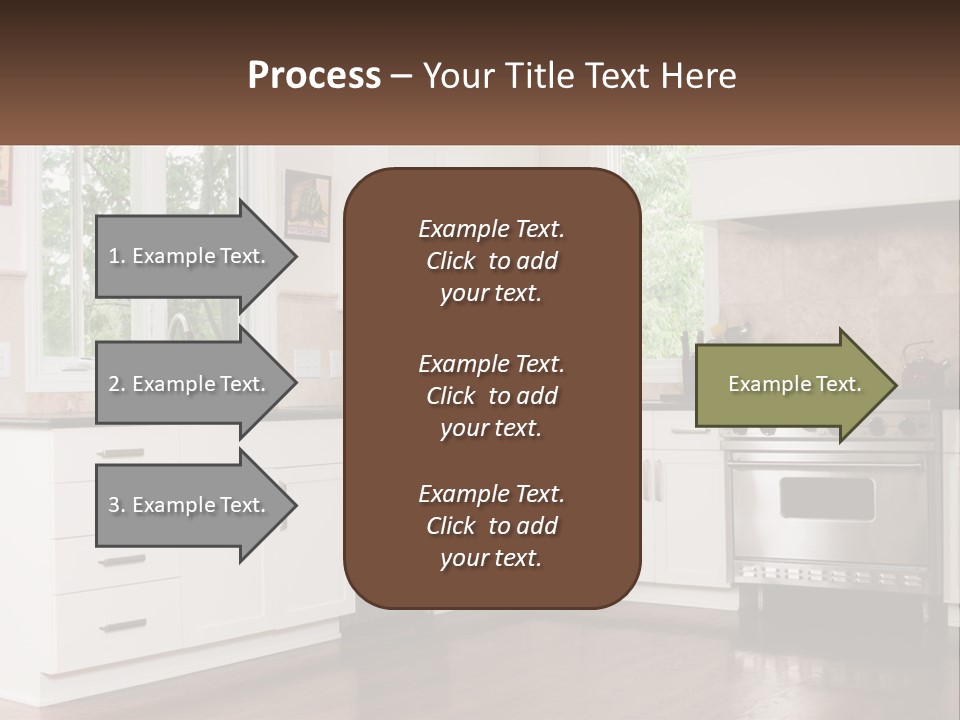 A Kitchen With White Cabinets And A Stainless Steel Stove PowerPoint Template