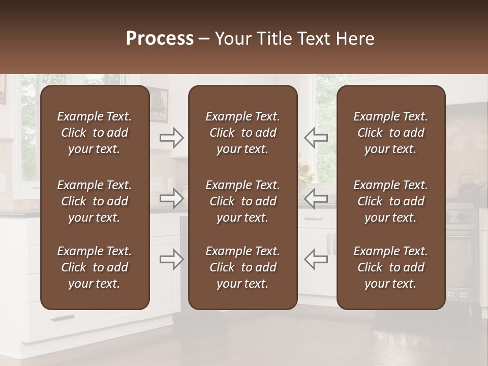 A Kitchen With White Cabinets And A Stainless Steel Stove PowerPoint Template