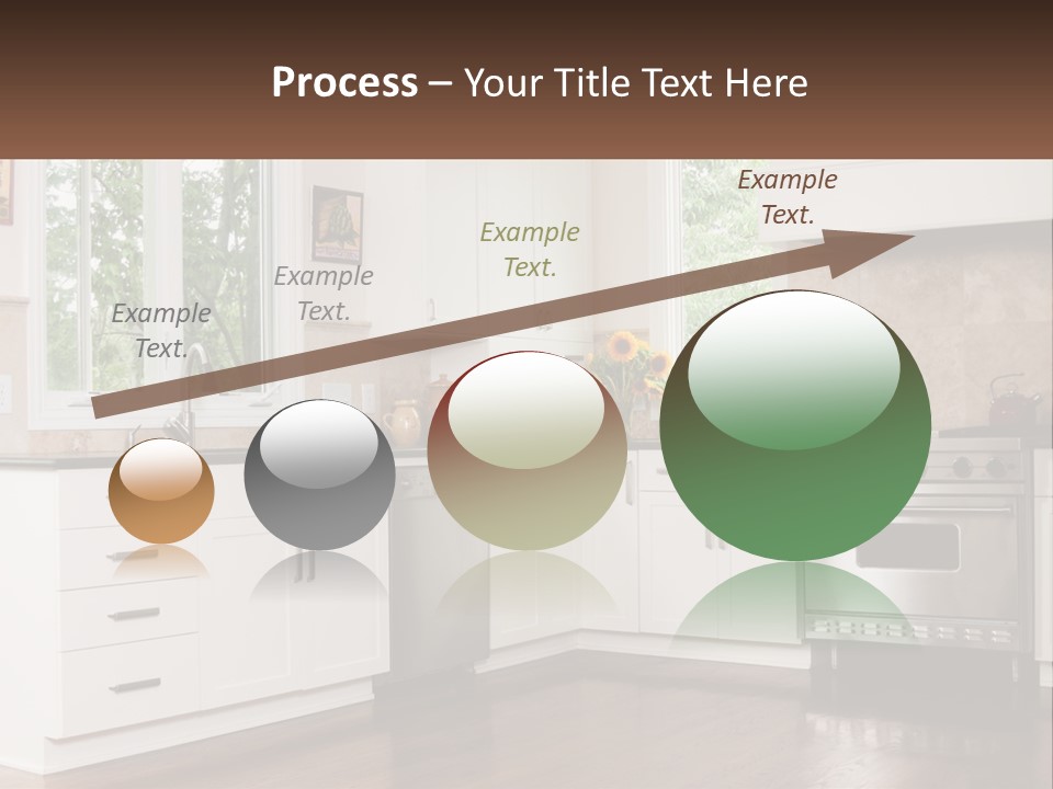 A Kitchen With White Cabinets And A Stainless Steel Stove PowerPoint Template