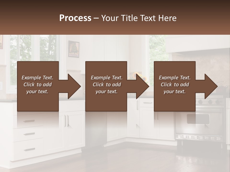 A Kitchen With White Cabinets And A Stainless Steel Stove PowerPoint Template