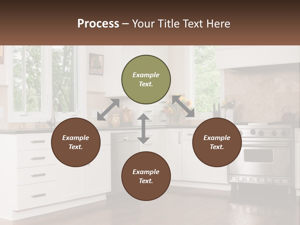 A Kitchen With White Cabinets And A Stainless Steel Stove PowerPoint Template