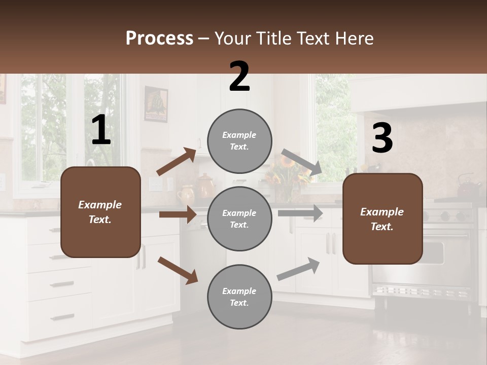 A Kitchen With White Cabinets And A Stainless Steel Stove PowerPoint Template