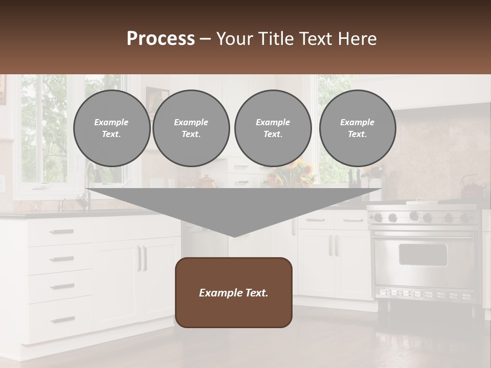 A Kitchen With White Cabinets And A Stainless Steel Stove PowerPoint Template