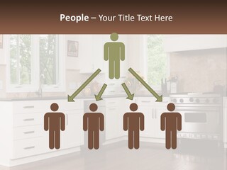 A Kitchen With White Cabinets And A Stainless Steel Stove PowerPoint Template