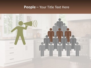 A Kitchen With White Cabinets And A Stainless Steel Stove PowerPoint Template