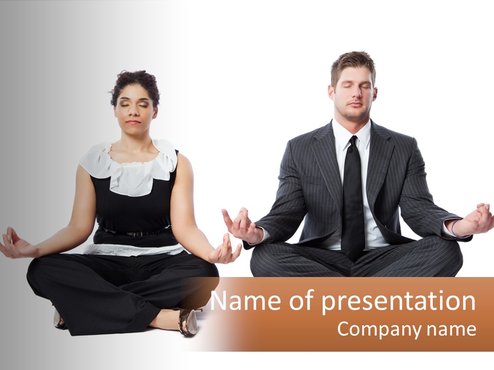 A Man And A Woman Sitting In A Yoga Pose PowerPoint Template