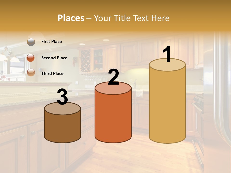 A Kitchen With Wooden Cabinets And A Stainless Steel Dishwasher PowerPoint Template