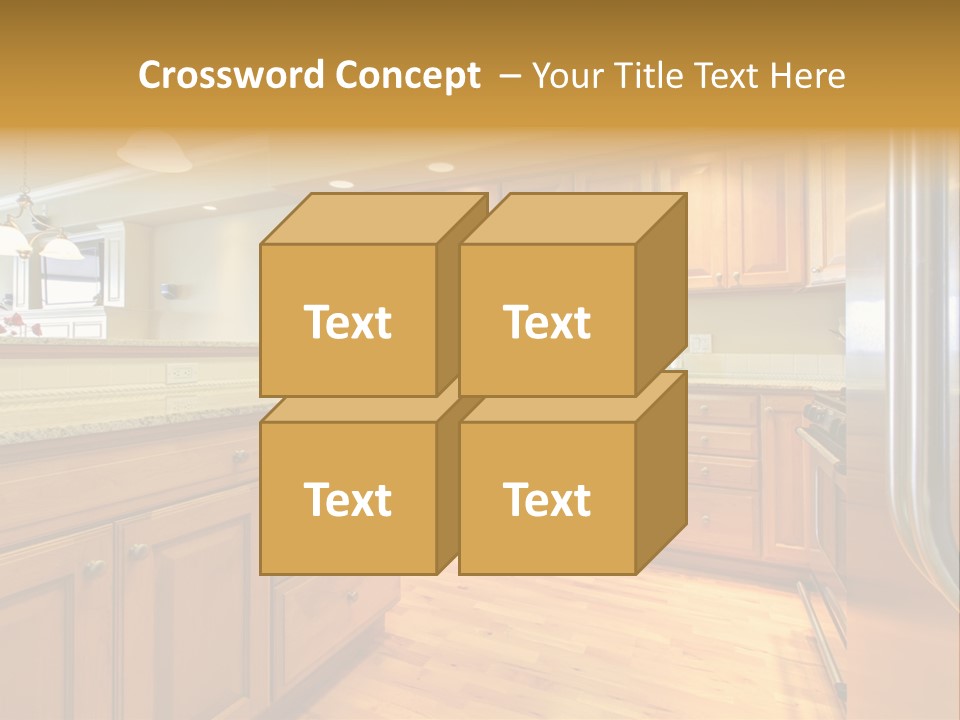 A Kitchen With Wooden Cabinets And A Stainless Steel Dishwasher PowerPoint Template