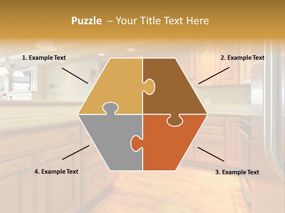 A Kitchen With Wooden Cabinets And A Stainless Steel Dishwasher PowerPoint Template