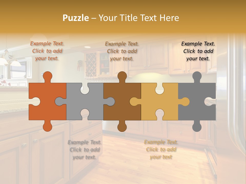 A Kitchen With Wooden Cabinets And A Stainless Steel Dishwasher PowerPoint Template